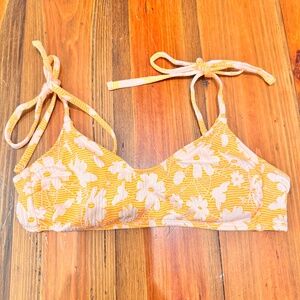 Xhilaration Tie-Strap Floral Bikini Top - Yellow-White